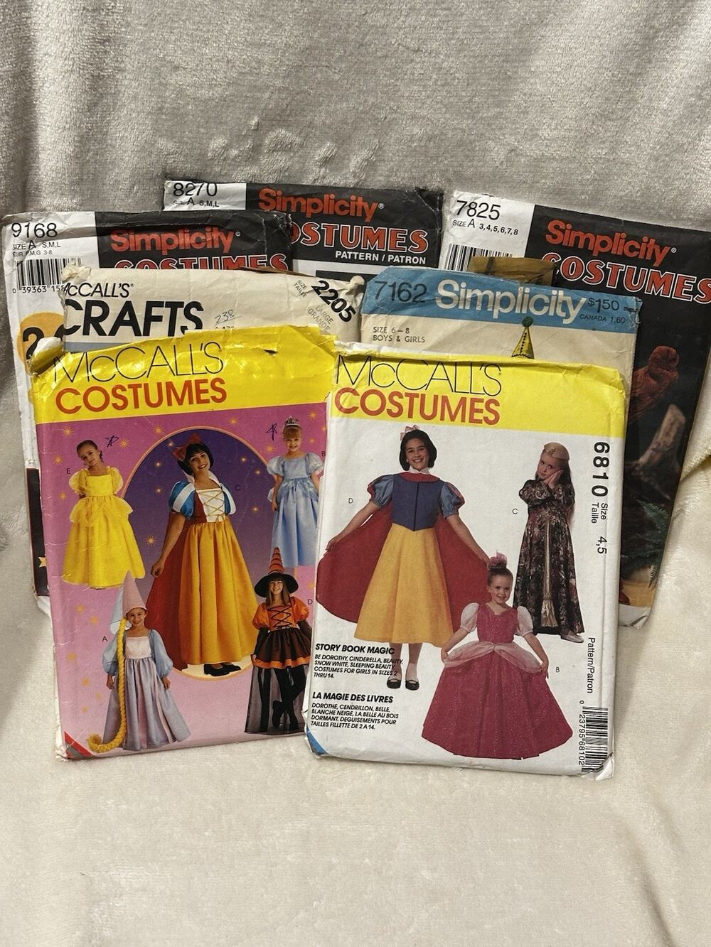 VTG Lot of 7 McCalls Simplicity Kids Costume Sewing Patterns Y2K Princess Lion